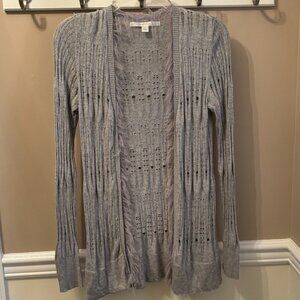 LAUREN CONRAD Open Front Lace Knit Cardigan Sweater Size Small in color Gray
